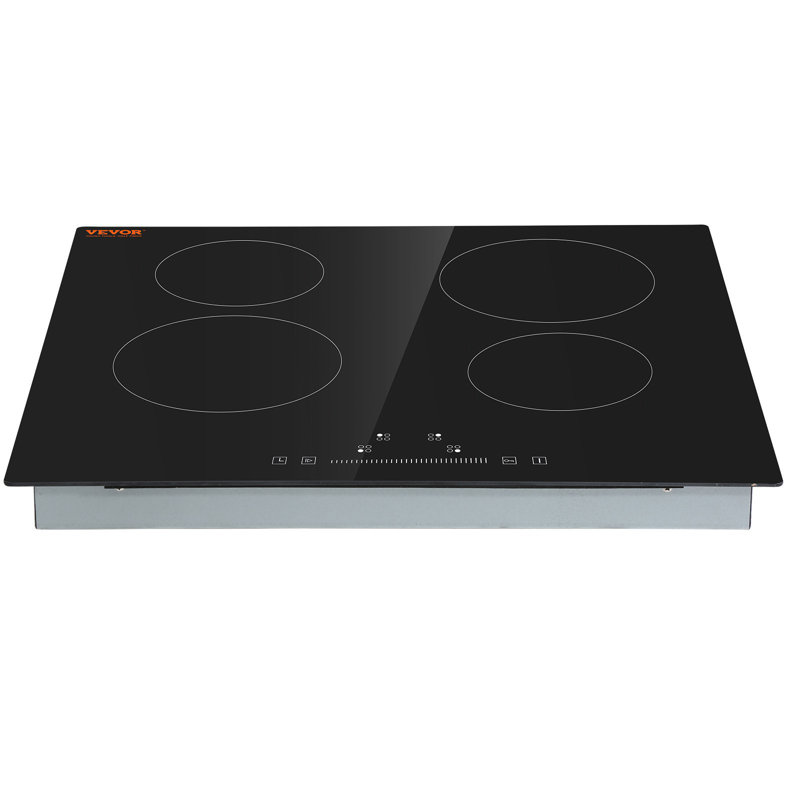 Built In Electric Stove Top, 23.2 X 20.5 Inch 4 Burners, 240V Glass Radiant Cooktop With Sensor Touch Control, Timer And Child Lock Included, 9 Power Levels For Simmer Steam Slow Cook Fry