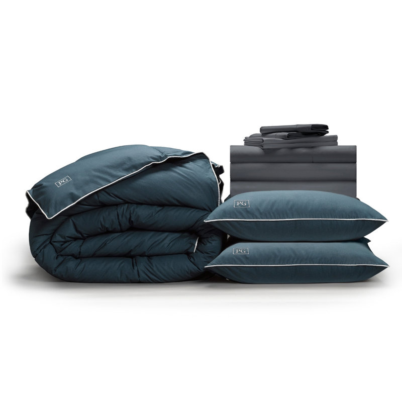 Ensemble d'édredon standard en coton 11 pièces, Édredon pour grand lit + 10 pièces additionnelle, Noir
