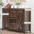 HOMCOM Industrial Farmhouse Buffet Cabinet, Kitchen Sideboard with Sliding Barn Doors, Three Drawers and Adjustable Shelves for Living Room, Dining Room, Rustic Brown