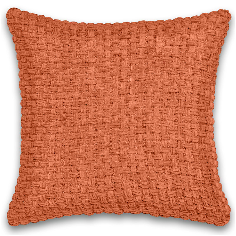 Chenille Square Cotton Pillow Cover & Insert, Orange