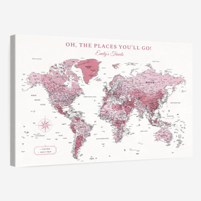 Personalized Places You'll Go Push Pin World Amandalyn