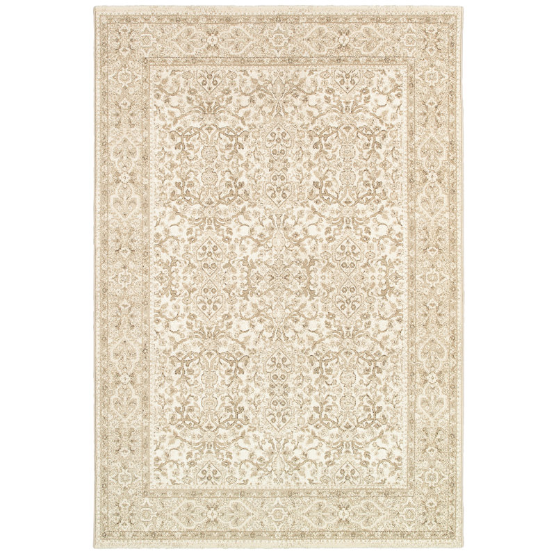 Duckett Abstract Champagne Pearl Performance Area Rug, Rectangle 6'6" x 9'6"