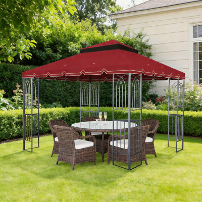Auvent de remplacement pour pavillon de jardin rouge 10 pi x 10 pi à deux niveaux, dessus seulement