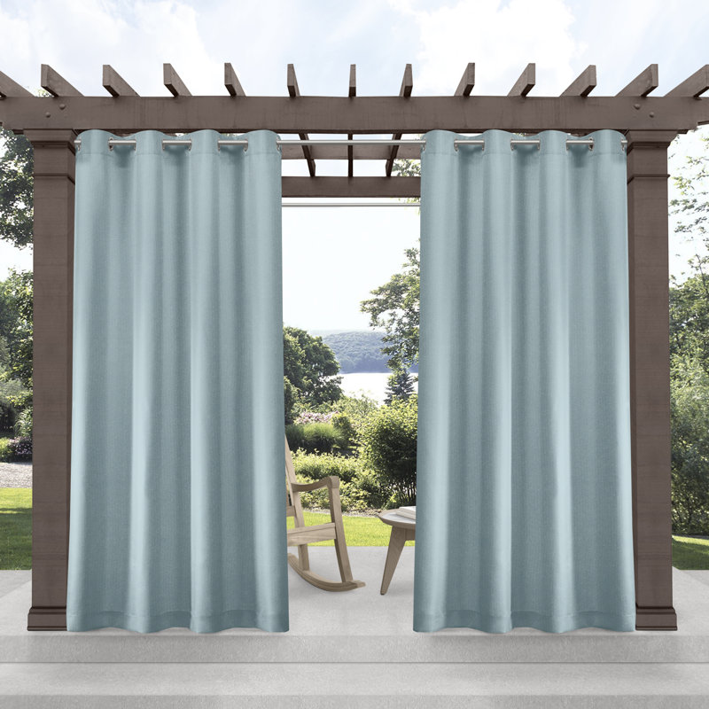 Lusetta Semi-Sheer Curtain Panel Pair, 54" W x 84" L, Pool Blue