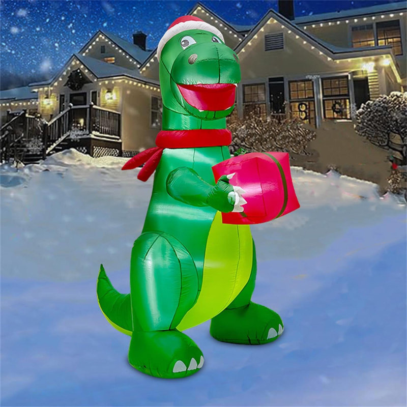 Décorations de Noël gonflables de 8 pi avec lumières DEL intégrées, dinosaures verts, modèle de pelouse, décorations de fêtes intérieures, décorations de patio, décorations de fêtes
