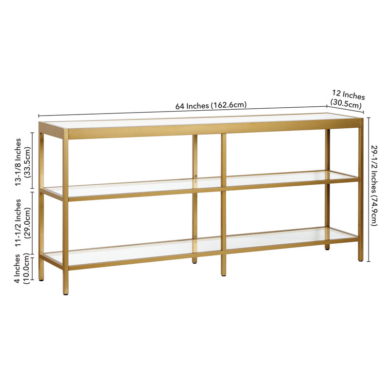 Alexis 162.6cm Glass Top Console Table, Brass