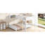 Lit superposé en bois double avec lit superposé double avec tablette de rangement intégrée et échelle, avec support à lattes, aucun sommier nécessaire, blanc