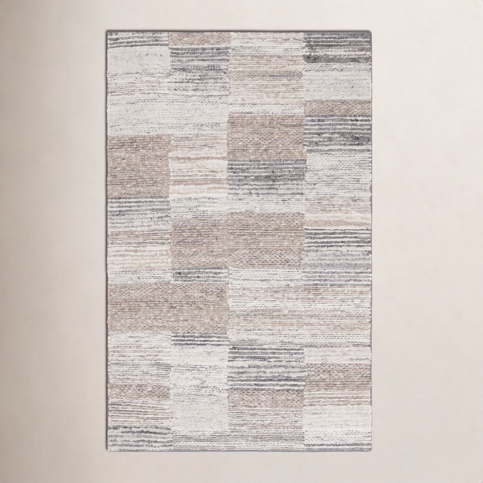 Wyly Natural Ivory Hand-Woven Geometric Rug, Rectangle 6' x 9'