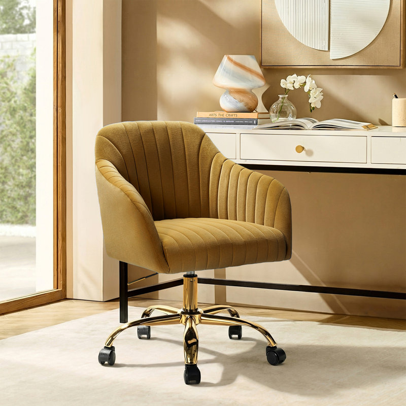Chaise de travail en velours Adan, Golden