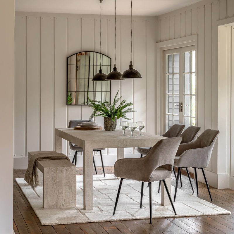 Solid Wood Dining Table, White Wood