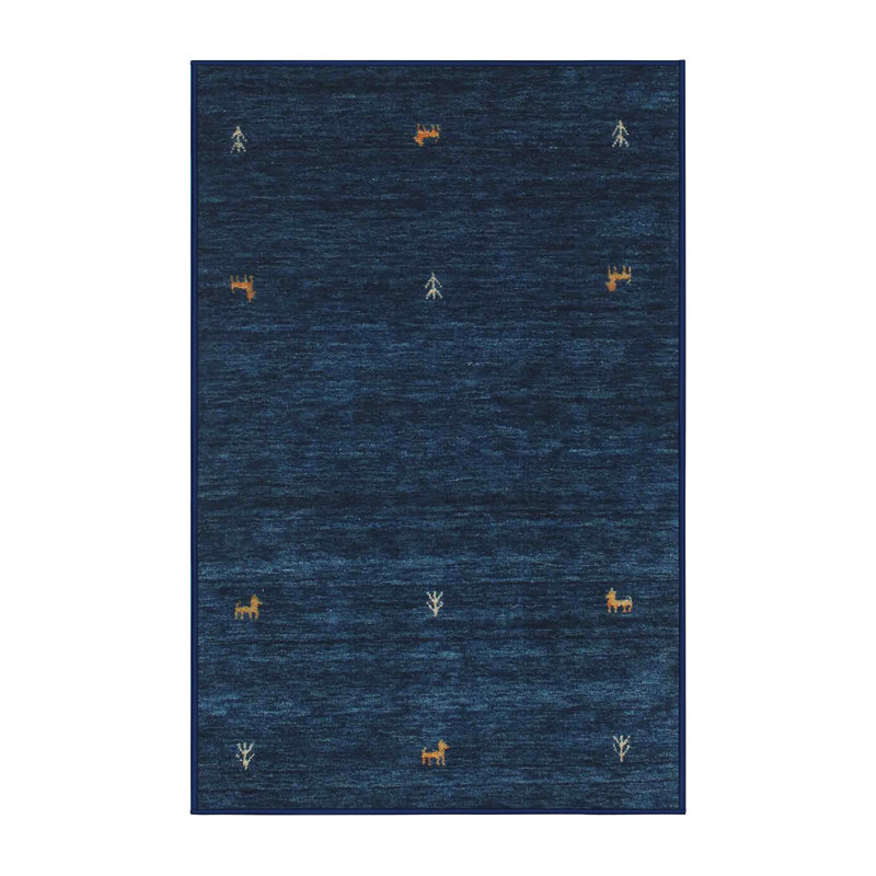 Tapis bleu foncé Rosati, Rectangle 2 pi x 5 pi