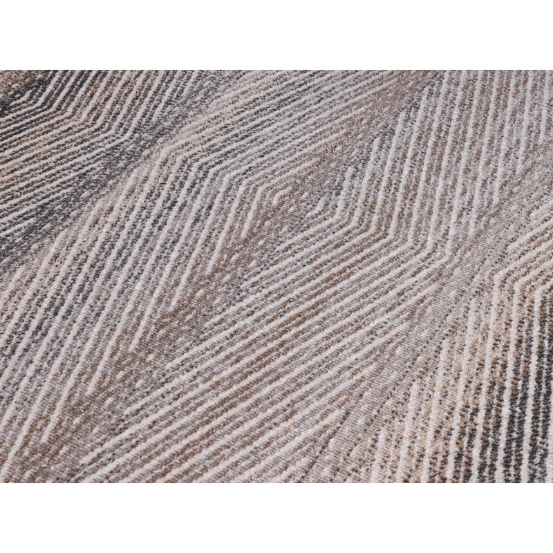 Tapis géométrique brun / ivoire / noir, Rectangle 7 pi 10 po x 10 pi 10 po
