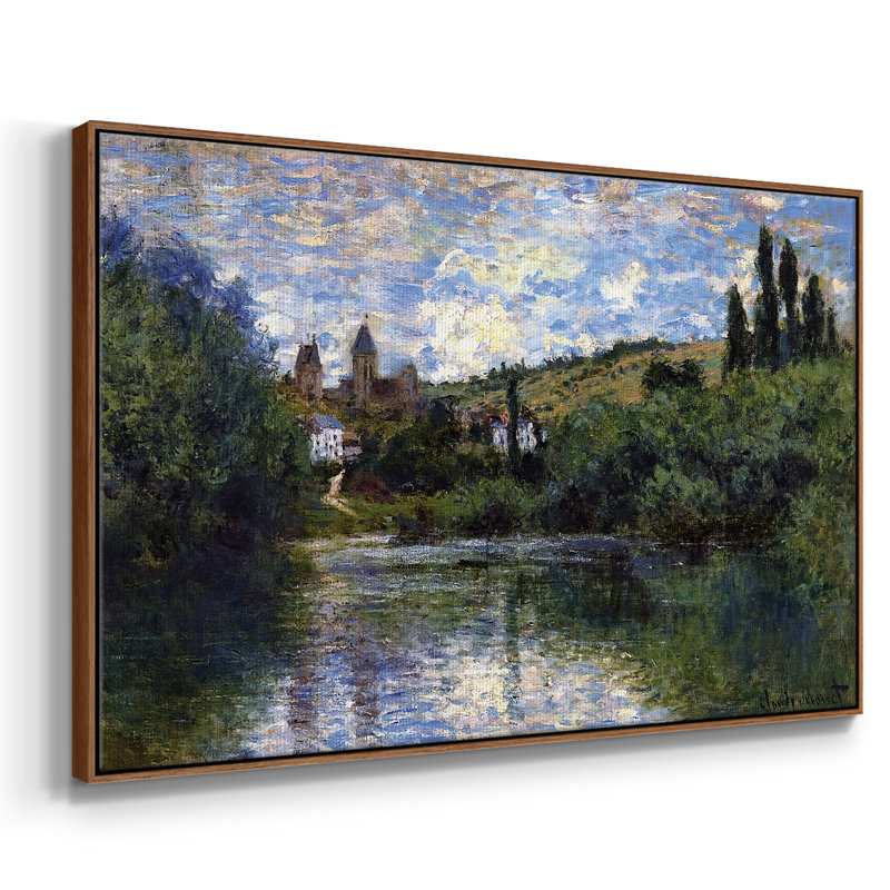 Vue de Vetheuil, 1880, reproduction d'art sur toile, H 17 po x l 25 po x P 2 po, Noyer