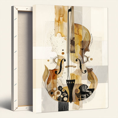 Art mural sur toile Gallery Wrap pour le salon, la chambre à coucher, le bureau ou le vestibule - Décoration murale décorative avec violon abstrait