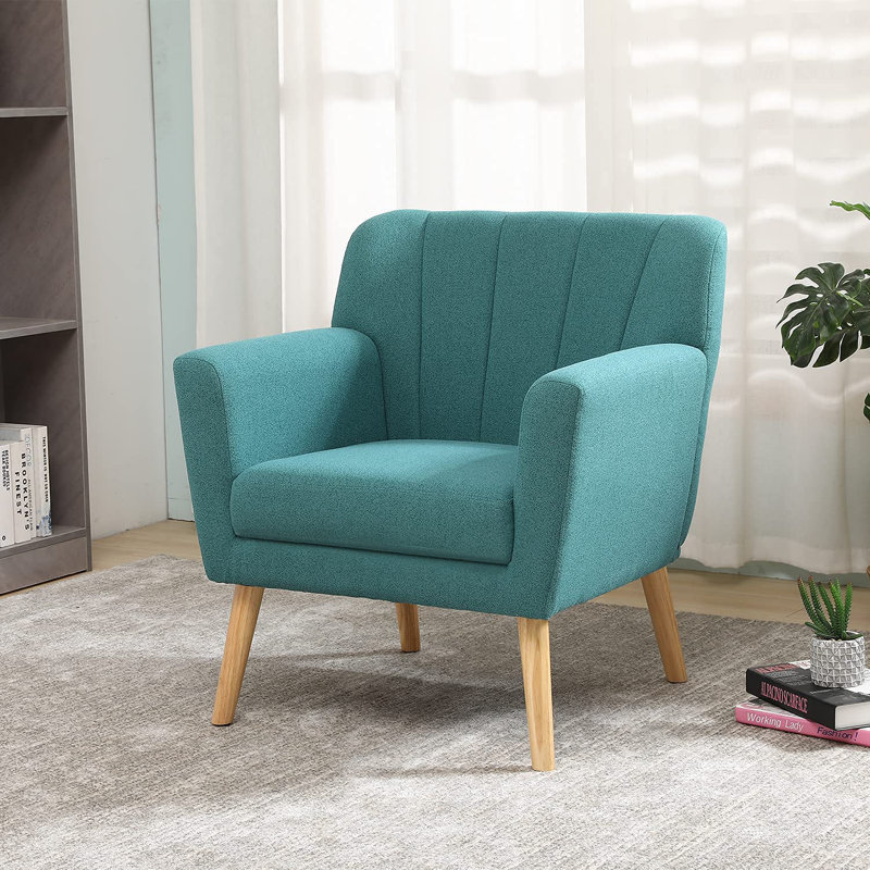 Fauteuil d'appoint Ayinde Mid Century, Lin vert