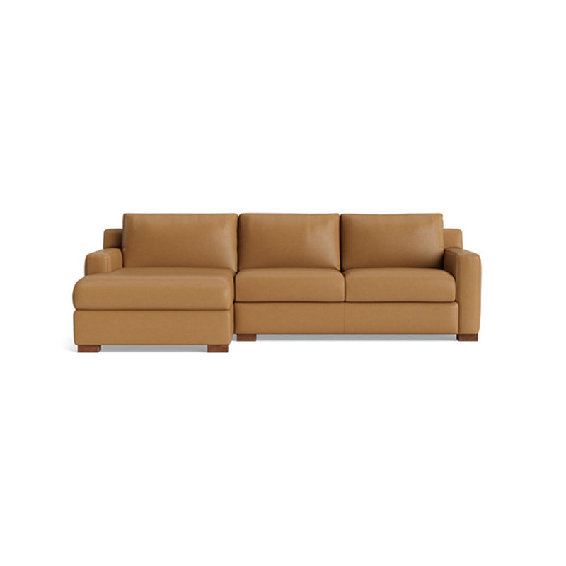 Catalina Chaise Sectional, Leather - Butterscotch, Left Hand Facing