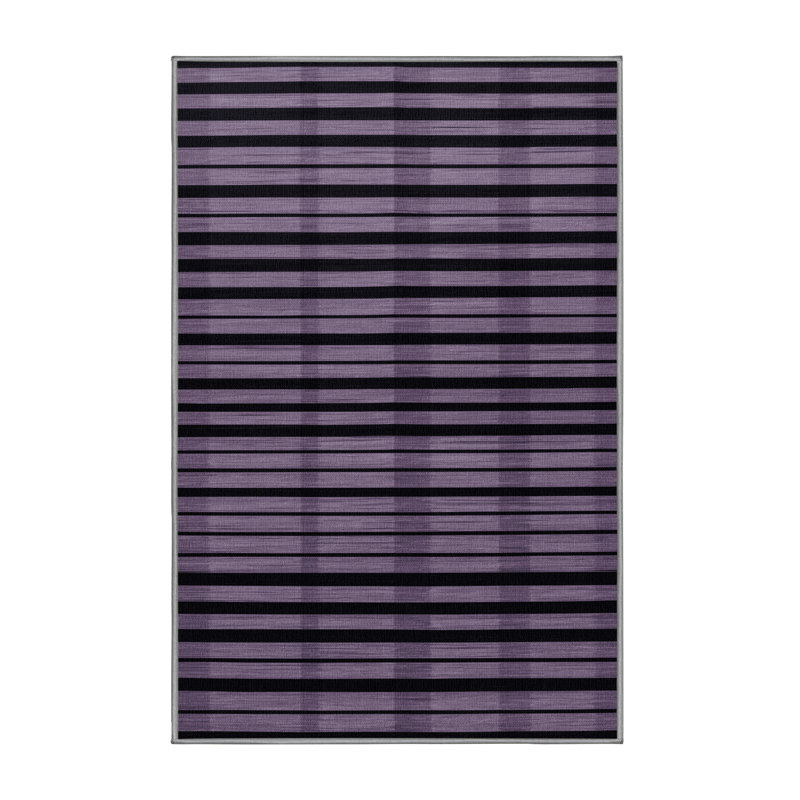Machine Washable Horizontal Stripes Purple Area Rug, Runner 2' x 4'