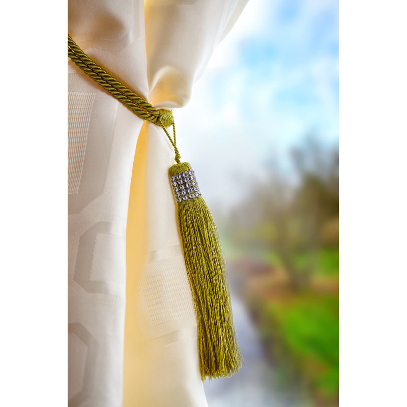 Tovey Silver Fabric 56cm Curtain Holdback/Tieback, Moss