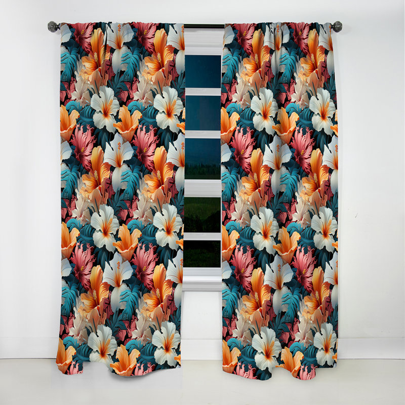 Tropical Dreamscape Iii Motif tropical I - Rideau tropical - Velours obscurcissant - 1 panneau, L 52 po x L 90 po