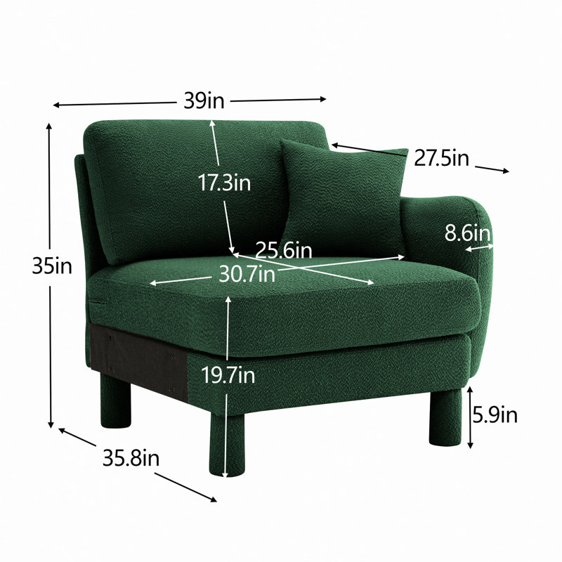 RSF Sofa W/Pillow Polyester, Right Hand Facing