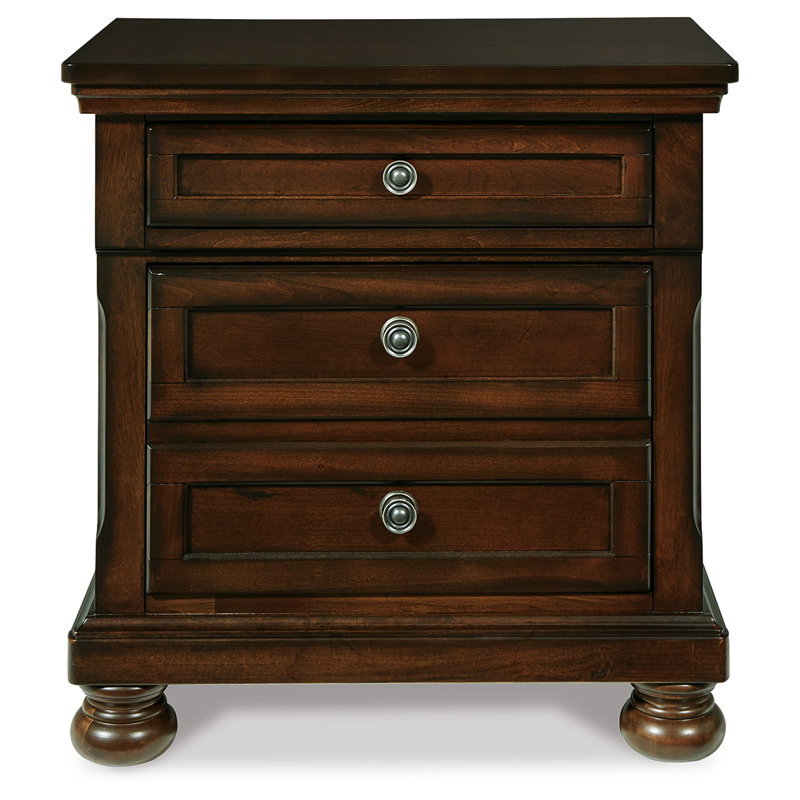 Transitional Rustic Brown Nightstand with Antiqued Hardware