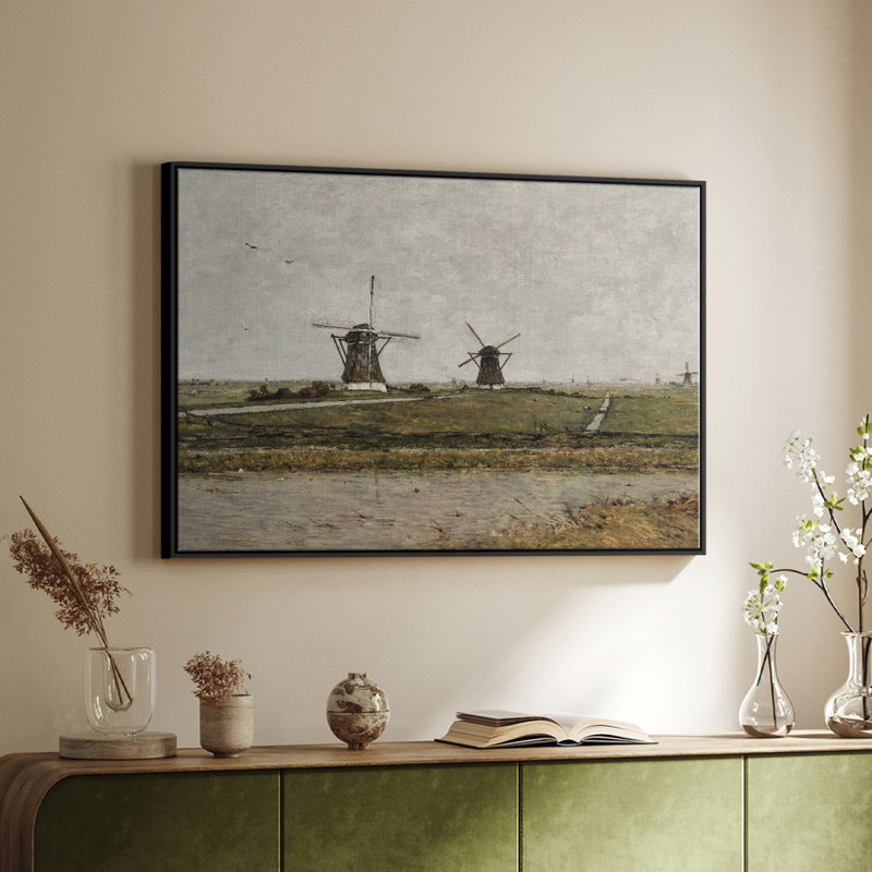 Paysage rétro - cmxxxi, Toile encadrée noire, H 17 po x l 25 po x P 2 po