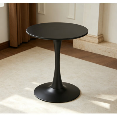 Black Round Dining Table,Modern Dining Table, Dining Table,MDF Tabletop and Iron Spray-Painted Matte Base,Oval Dining Table,Mid Century Coffee Table f