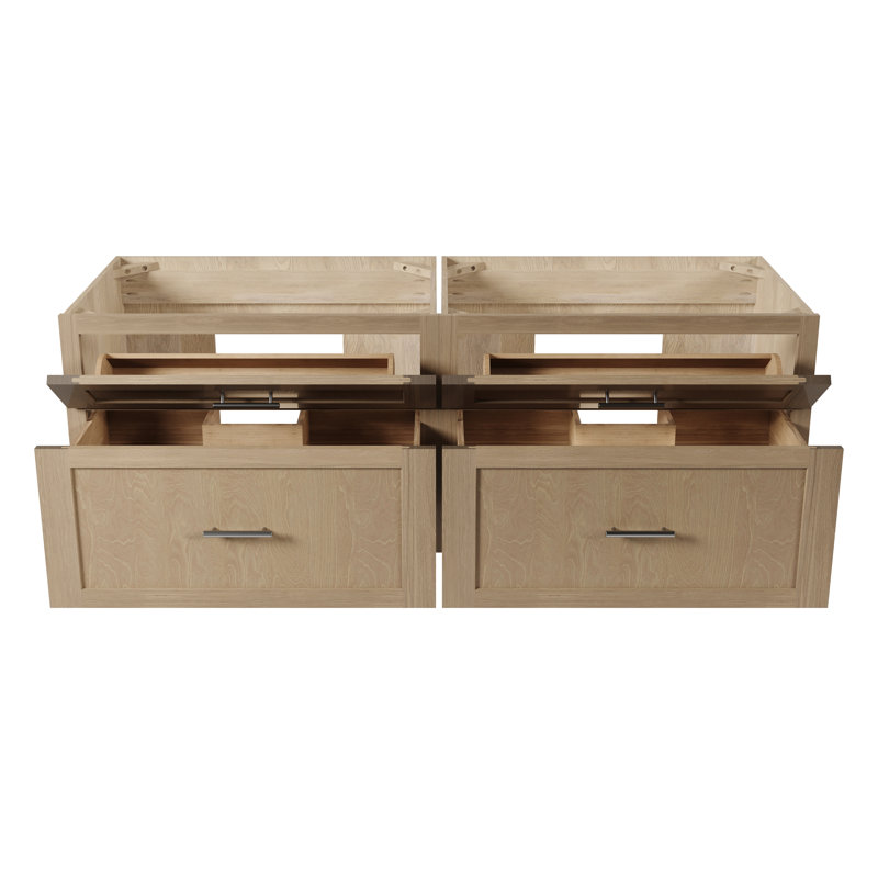 Meuble-lavabo mural flottant double 60 po Disar, Chêne naturel