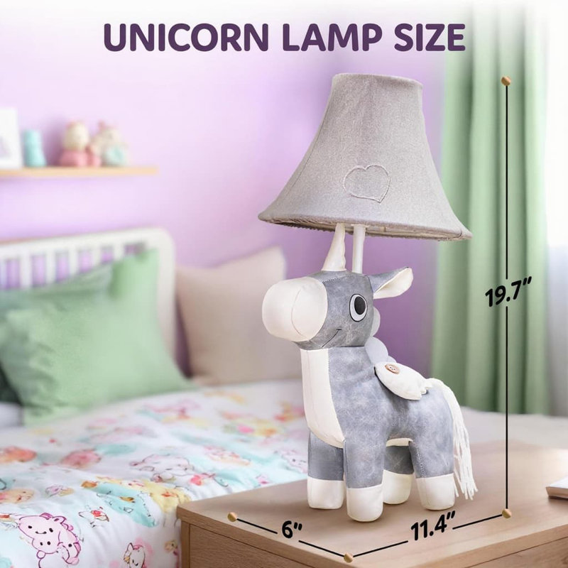 Veilleuse Unicorn pour chambre d'enfant - Lampe de table de 19,7 pouces avec ampoule certifiée UL, pieds réglables et lumière douce et chaleureuse pour les garçons et les filles de tous âges