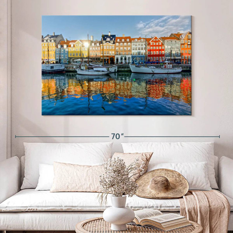 Canal Marchelle Nyhavn en Europe, H 34 po x l 51 po