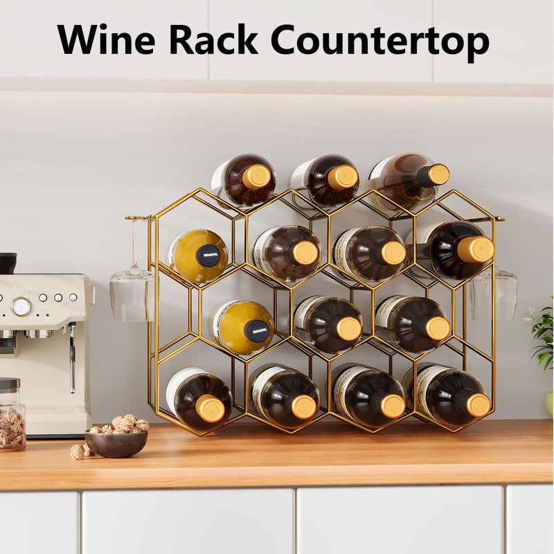Akhill Wine Bottle Rack, Gold