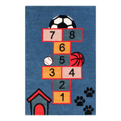 Unique Loom Hopscotch Playtime Kids Wool Rug