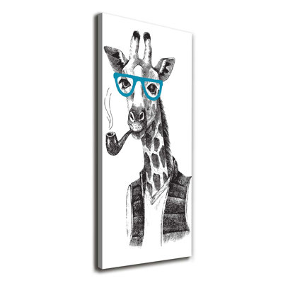 Giraffes With Glasses - Wrapped Canvas Print