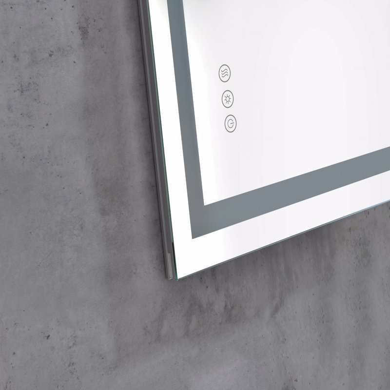 Miroir d'appoint de salle de bain 40 po x 28 po à DEL avec façade et rétro-éclairage, miroir de meuble-lavabo mural
