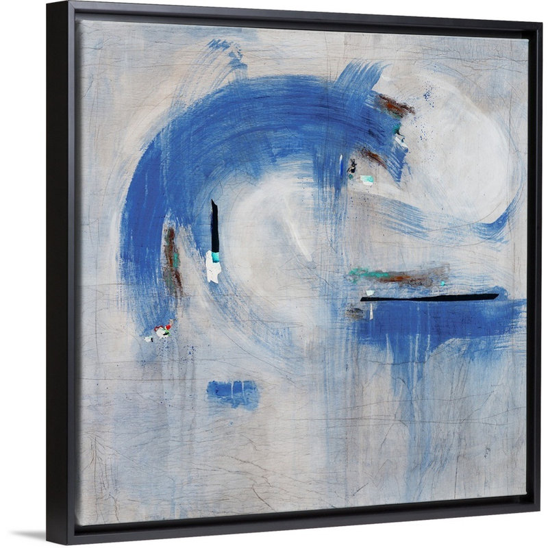 « brusque rush of air », peinture sur toile, H 13,7 po x l 13,7 po x P 1,75 po, Cadre flottant noir