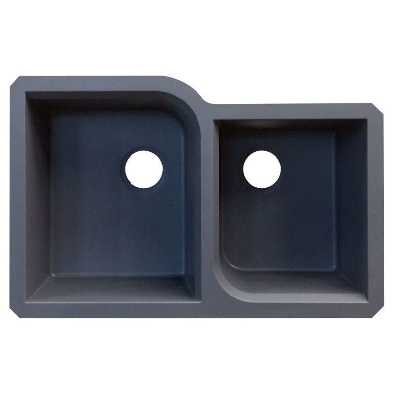 Radius 31.75'' L Double Bowl Kitchen Sink, Grey