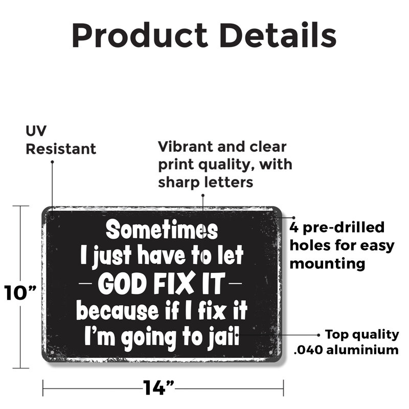 Let Let Fix It 10 po x 14 po, H 10 po x l 14 po x P 0,1 po, Blanc