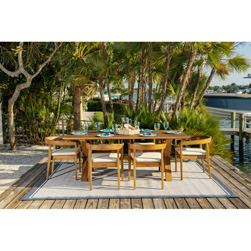Bali Teak Rectangular 6 - Person Outdoor Dining Set, Standard
