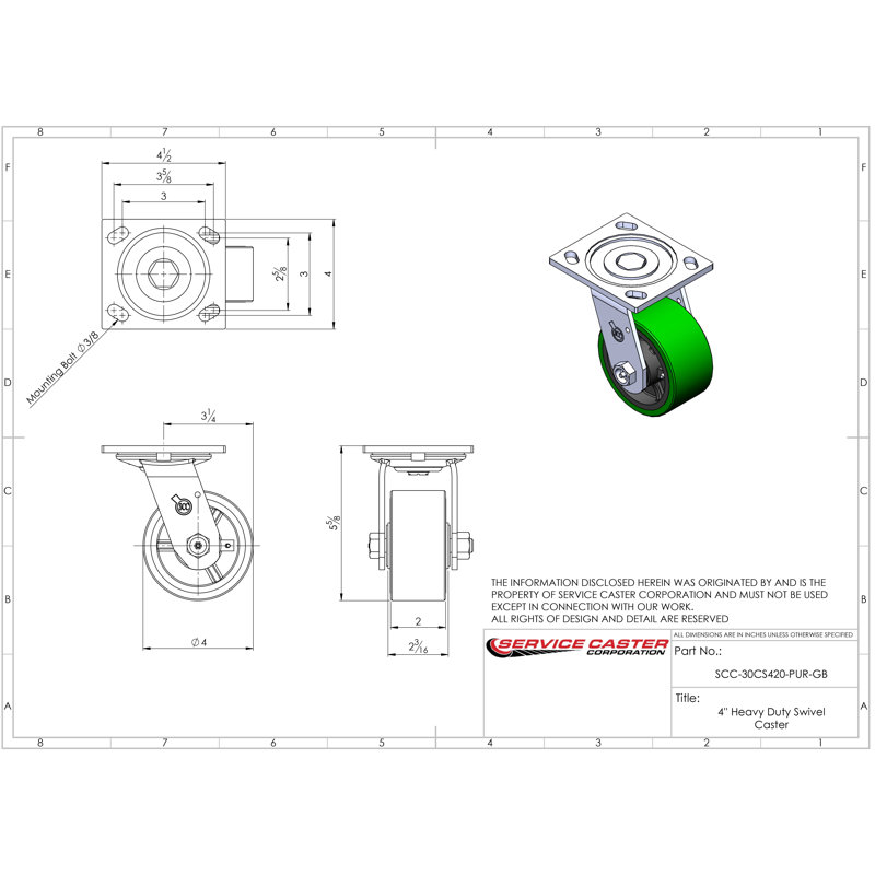 Semi Steel Caster, Green