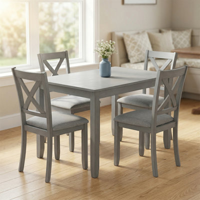 4 Chairs And A Rectangular Wooden Dining Table, Perfect For The Kitchen And Living Room