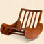 Chaise berçante antique en bois massif-100781604