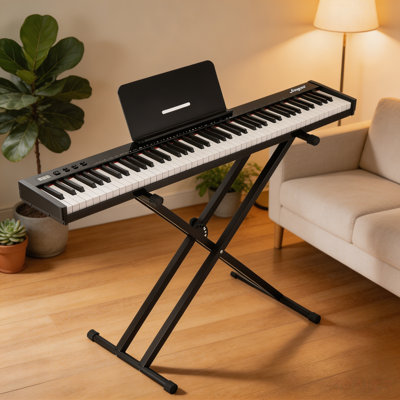 Portable 88 touches numériques avec clavier semi-lesté, clavier électronique midi avec fonction d'enregistrement, ensemble de musique tout-en-un, accessoires complets pour la formation en plein air pour débutants