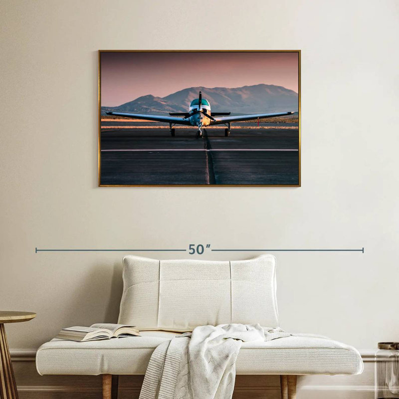 Avion privé, Cadre flottant doré, 37 po x 25 po