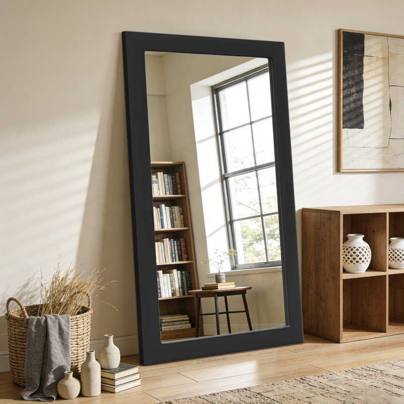 Miroir pleine grandeur en bois, résistant à l'humidité, Noir