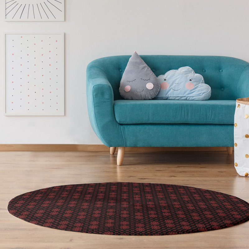 Chenille Geometric Indoor Rug, Round 5'