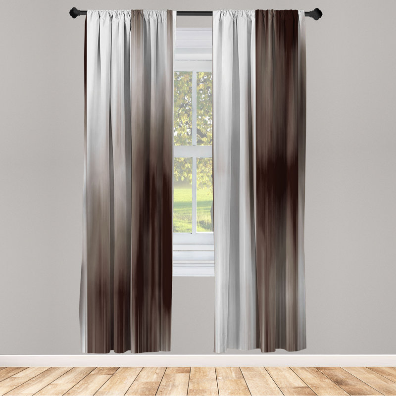 Microfiber Floral Semi-Sheer Rod Pocket Curtain Panels, 28" W x 63" L, Dark Gray/Light Gray