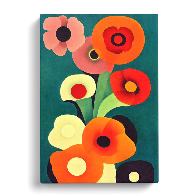 Givry Poppy Flower Retro Vol.3 - Wrapped Canvas, 60cm H x 40cm W x 3cm D