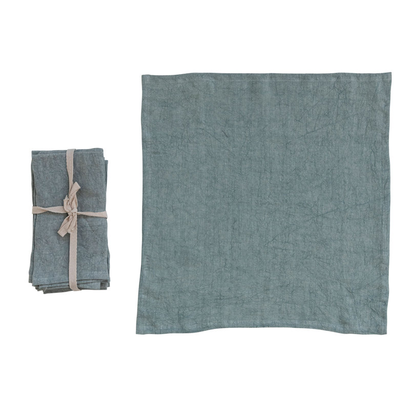 Ensemble de 4 serviettes de table en lin Vernon pour la cuisine, 4 pièces, 18 po x 18 po, Menthe