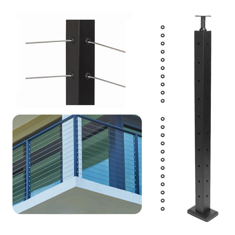 36" L-drilled Cable Railing Post Corner Post