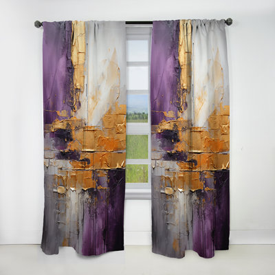Gold Purple Abstract Fractal III - Fractals Blackout Abstract Curtain - 1 Panel